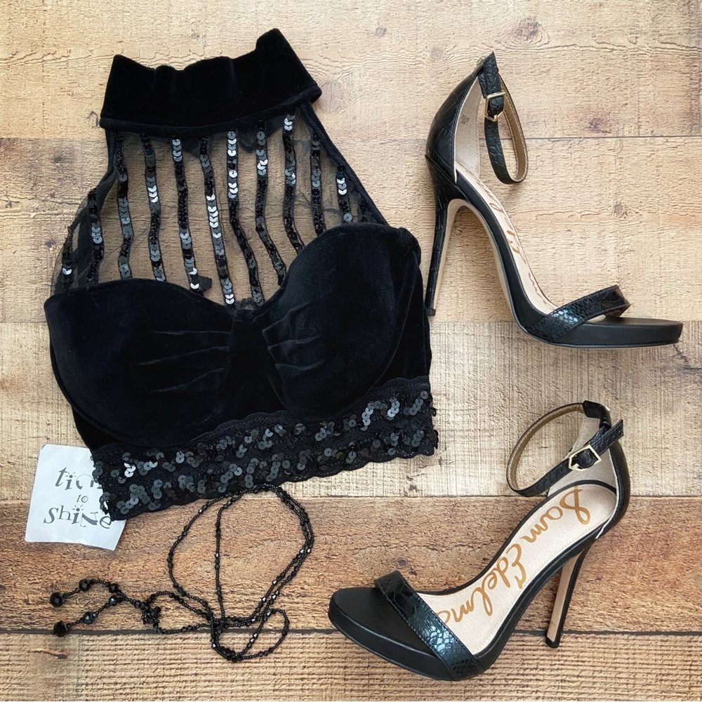 Black Velvet Bustier, High Neckline